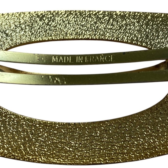 Hair Barrette Brushed Gold tone Clip Barrette Made in France Vintage 80s - Picture 4 of 6